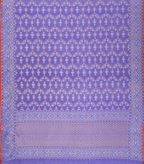 Blue Handloom Organza Soft Silk Saree With Floral Vine Motifs-SO4064