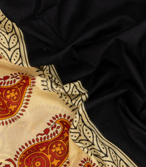 Black Printed Jaipur Cotton Saree With Floral Motifs-JC1898