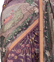 Lilac Woven Art Chanderi Saree With Printed Pichwai Motifs