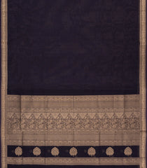 Black Handloom Silk Cotton Saree With Zari Border-SC4564