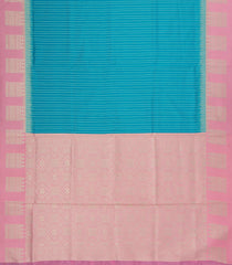 Cyan Woven Blended Aura Saree With Zari Stripes & Zari Border-BL5796