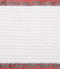 White Printed Jaipur Cotton Saree With Floral Motifs-JC1504