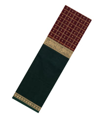 Maroon Handloom Muppagam Kanchi Cotton Saree With Checks & Contrast Border-KC1645