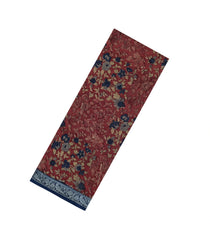 Crimson Printed Chanderi Cotton Saree With Zari Border-CC1607