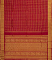 Crimson Handloom Kanchipuram Silk Saree With Zari Checks-KA14446