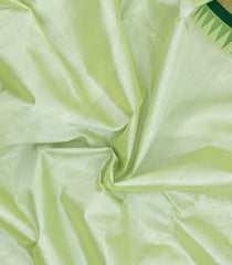 Light Green Handloom Korvai Silk Cotton Saree With Contrast Temple Border-SC4429