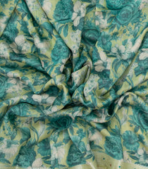Cardamom Green Woven Tussar Silk Saree With Printed Floral Motifs-TU2921