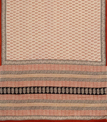 Cream Printed Jaipur Cotton Saree With Floral Motifs-JC1666