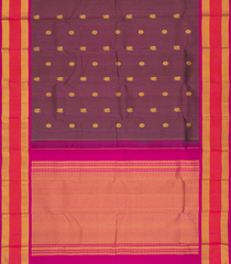 Magenta Handloom Kanchipuram Silk Saree With Stripes & Buttas-KA13315