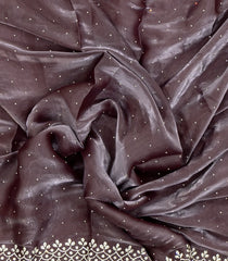 Lilac Woven Blended Satin Saree With Embroidered Mirror Work-EN1863