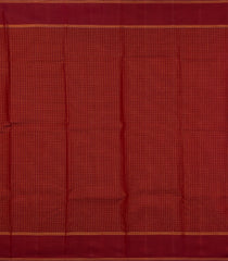 Red Handloom Kanchipuram Silk Saree With Zari Checks & Crimson Border-KA14491