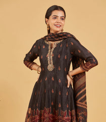 Festive Black Anarkali Set With Matching Dupatta