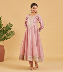 Dusty Pink Anarkali Set With Matching Dupatta