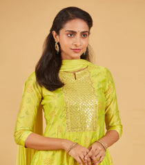 Yellow Green Kurta Set With Matching Dupatta