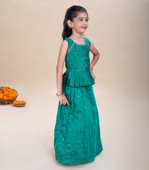 Teal Green Festive Kids Pavadai Set-PM2101
