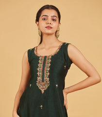 Bottle Green Embroidered Festive Kurta Set