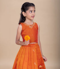 Two-Tone Yellow Ochre Festive Kids Pavadai Set-PM2093