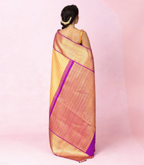 Mustard Handloom Korvai Kanchipuram Silk Saree With Silk Checks-KA16344