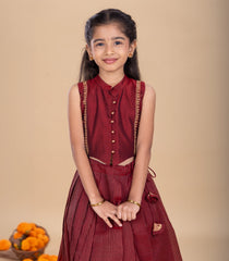 Maroon Festive Kids Pavadai Set-PM2095