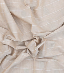 Off White Handloom Village Cotton Saree With Stripes-VC1628