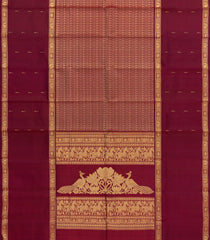 Maroon Handloom Kanchipuram Silk Saree With Mango Motifs-KA15186