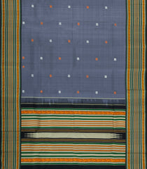 Grey Handloom Kanchipuram Silk Saree With Silk Buttas-KA15184