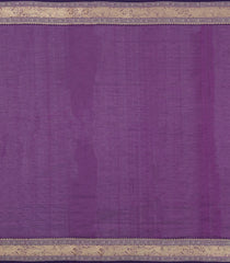 Dark Purple Handloom Silk Cotton Saree With Veldhari Stripes-SC4359