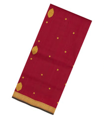 Crimson Handloom Kanchipuram 9 Yards Silk Saree With Floral Buttas-KA15383