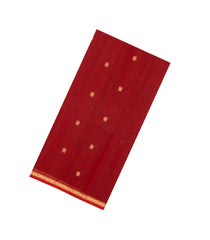 Red Handloom Maheswari Silk Cotton Saree With Buttas & Zari Border-SC4884