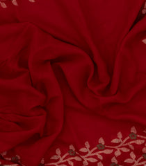 Crimson Printed Synthetics Linen Saree With Floral Motifs-BL5236