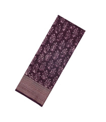 Burgundy Printed Chanderi Cotton Saree With Zari Border-CC1535