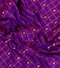 Purple Handloom Gadwal Silk Cotton Saree With Checks & Buttas-GA0380