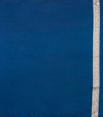 Indigo Woven Blended Satin Saree With Floral Zari Buttas-BL6004