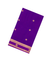 Purple Handloom Silk Cotton Saree With Kolam Buttas-SC3959