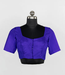 Purple Readymade Plain Silk Blouse With Elbow Sleeve-RB5255
