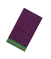 Purple Handloom Village Cotton Saree With Checks & Buttas-VC1629