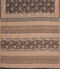Black Printed Jaipur Cotton Saree With Floral Motifs-JC1549