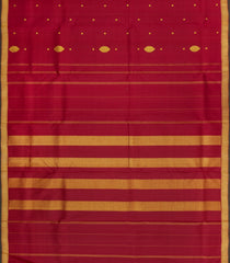 Crimson Handloom Kanchipuram 9 Yards Silk Saree With Floral Buttas-KA15383