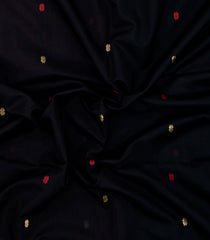 Black Handloom Maheswari Silk Cotton Saree With Buttas-SC4143