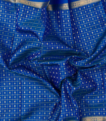 Blue Handloom Kanchipuram Silk Saree With Zari Checks-KA15189