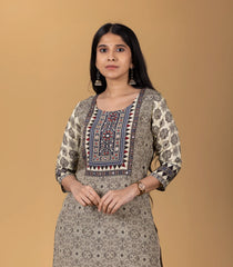 White & Black Printed Kurta-KR0833