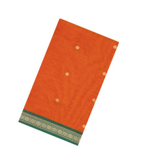 Orange Handloom Silk Cotton Saree With Zari Buttas-SC4545