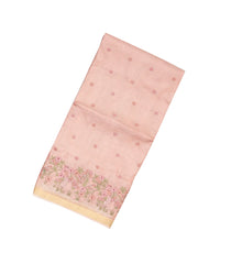 Light Peach Handloom Kota Silk Saree With Peacock Motifs-KO1036