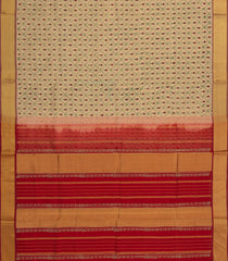 Sandal Handloom Silk Cotton Saree With Printed Floral Motifs-SC3931