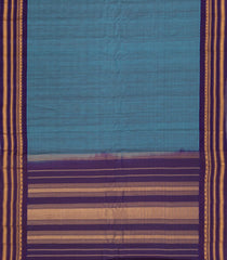 Steel Blue Handloom Gadwal Silk Cotton Saree With Stripes-GA0356