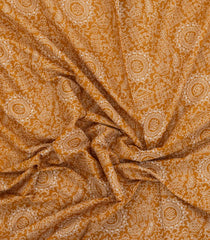 Orange Printed Jaipur Cotton Saree With Tribal Motifs-JC1477