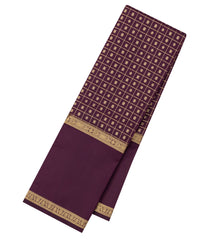 Burgundy Handloom Kanchipuram Silk Saree With Zari Checks-KA15190