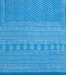 Sky Blue Printed Jaipur Cotton Saree With Floral Motifs-JC1799