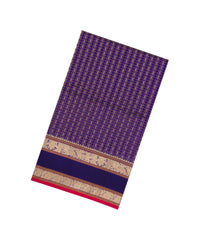 Violet Handloom Silk Cotton Saree With Checks-SC4350