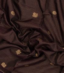 Black Handloom Silk Cotton Saree With Checks & Buttas-SC4246